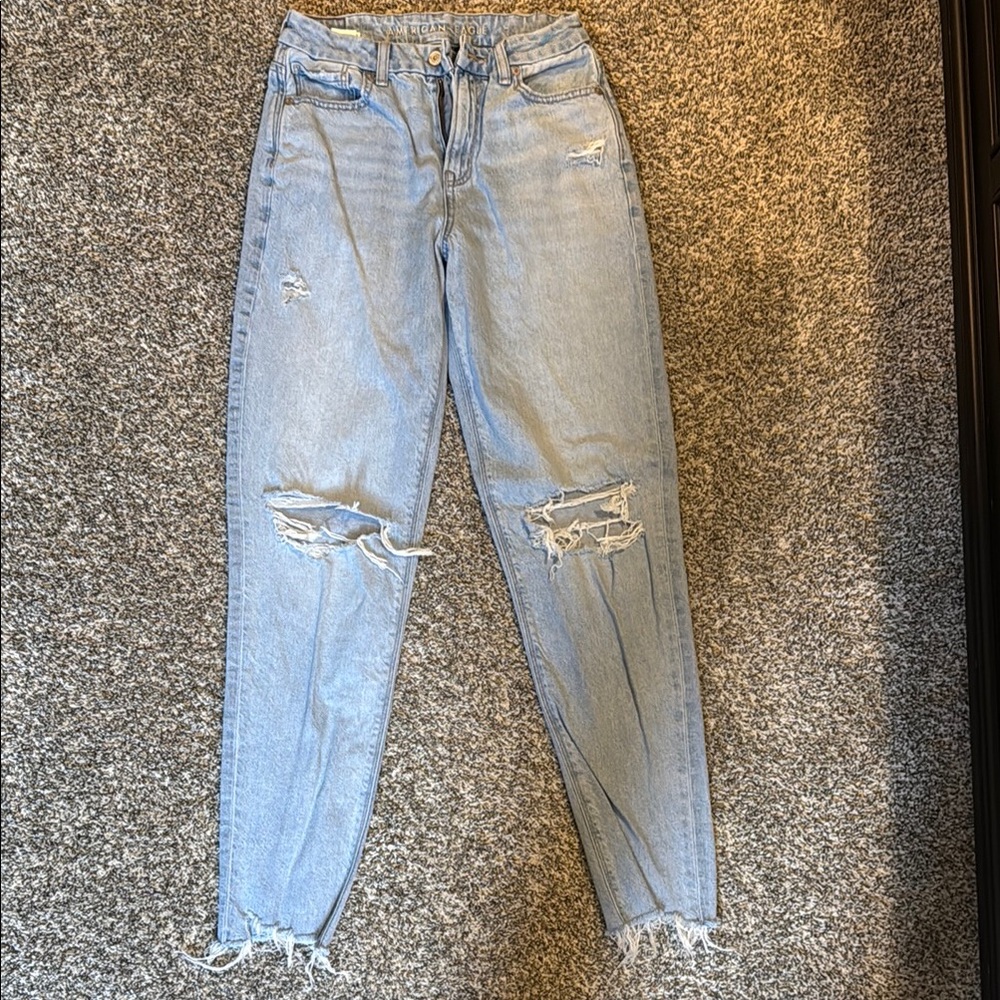 AE strigid curvy ripped mom jeans